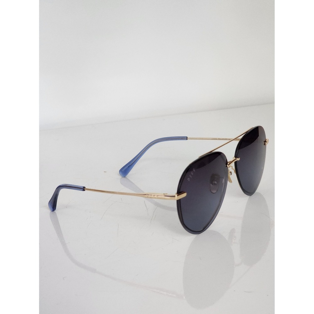 DIFF EYEWEAR Polarized Aviator Gold Blue Lens Sunglasses Lenox - Picture 4 of 8